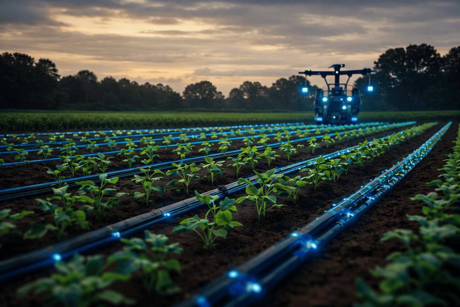 High-tech irrigation system in a field